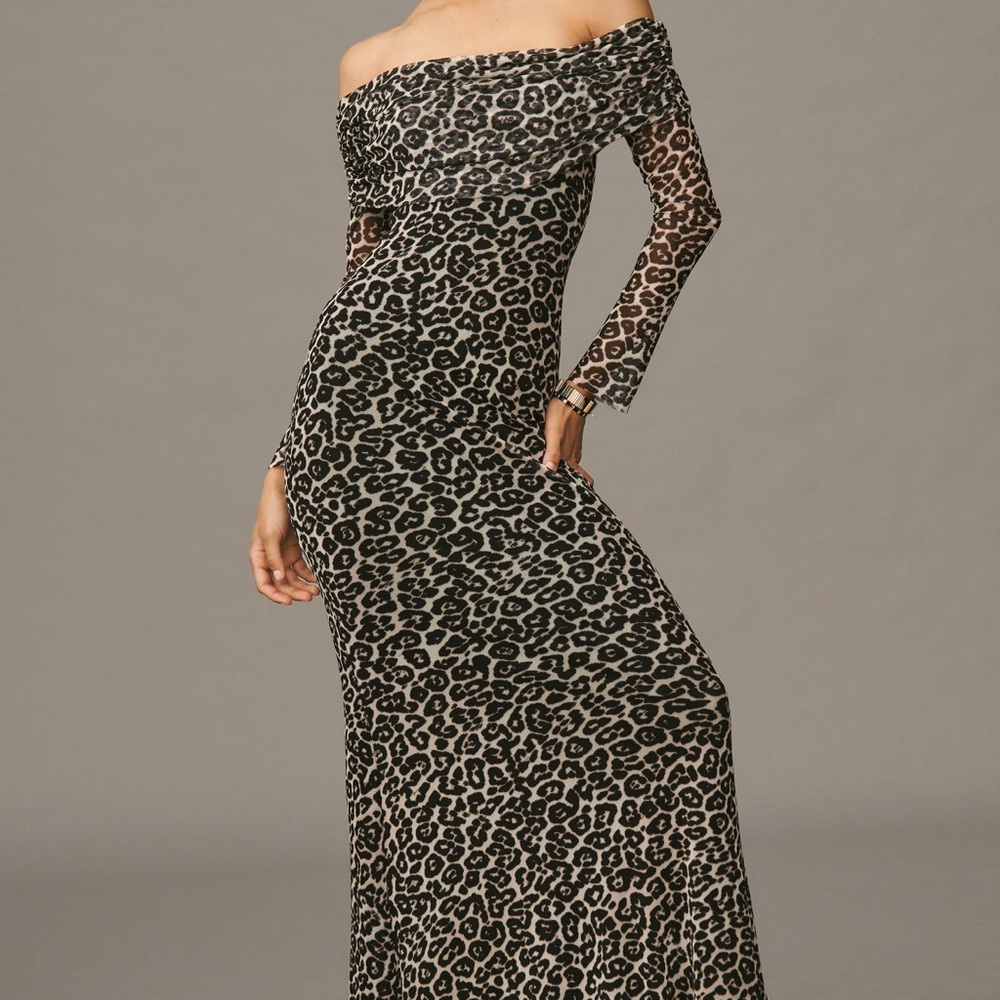AFRM  Long Sleeve Off-Shoulder Mesh Dress